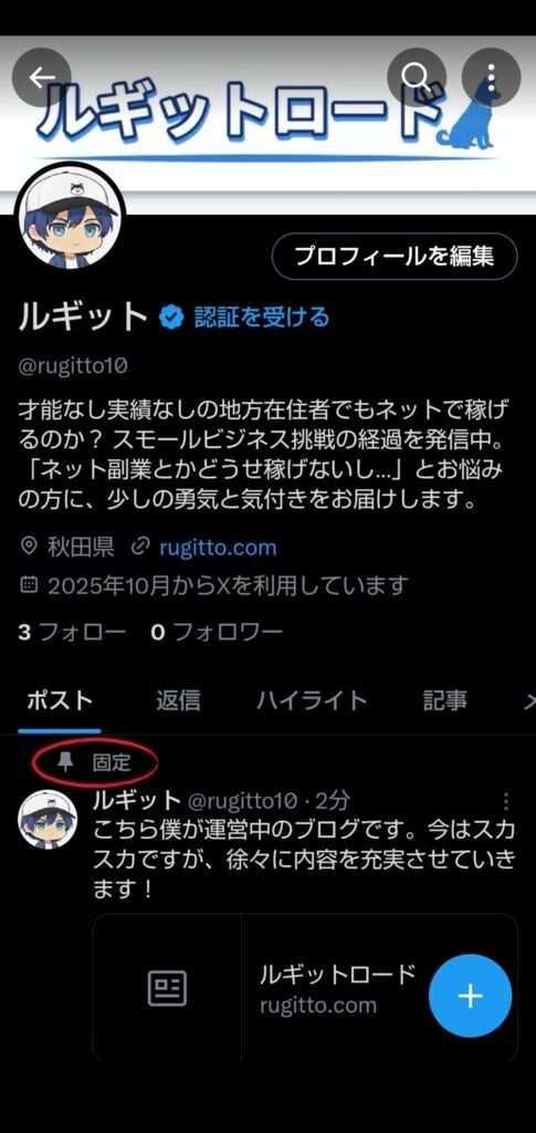 固定ポスト表示