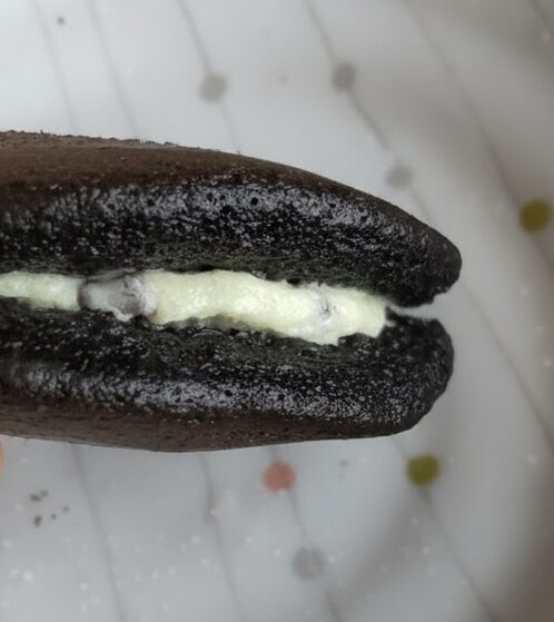 横から見たチョコミントどら焼き