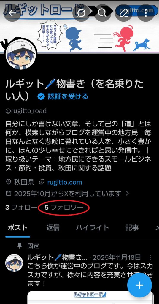 Xのフォロワー情報